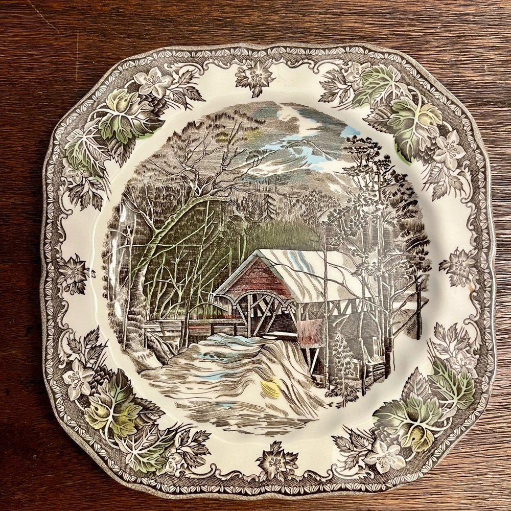 5 Johnson Bros Friendly Village Covered Bridge salad plates